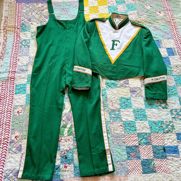 Vintage 70s/80s Marching Band Bibbers + Jacket Top 2-piece Set Tall XL - Picture 1 of 10